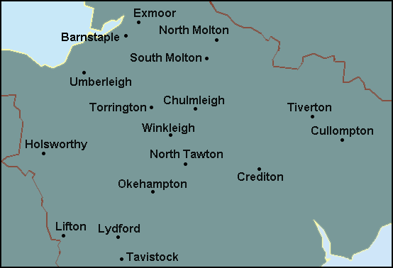 Devon: Okehampton, Tiverton Լܱߵ map