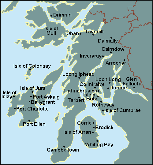 Argyll and Bute: Campbeltown, Oban Լܱߵ map