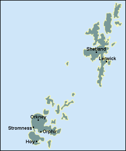 Orkney and Shetland Islands map
