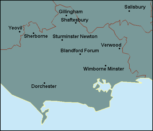 Dorset: Blandford Forum, Shaftesbury Լܱߵ map