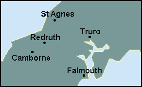 Cornwall: Falmouth, Redruth, Truro Լܱߵ map