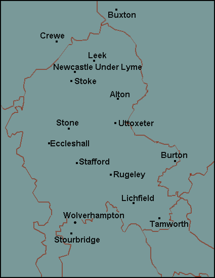 Staffordshire: Stafford, Stoke-on-Trent Լܱߵ map