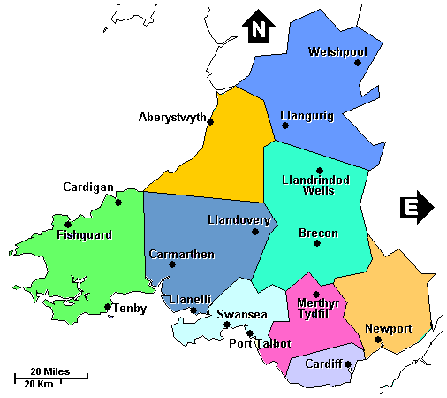 Wales: Cardiff, Ceredigion, Monmouthshire, Neath Port Talbot, Pembrokeshire, Powys, Rhondda Cynon Taff, Torfaen, Vale of Glamorgan clickable map not loaded. Use links below