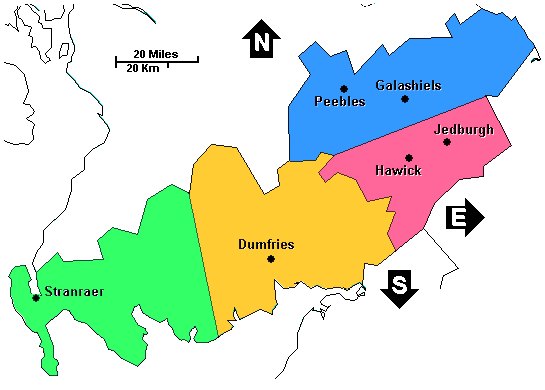 Scotland: Scottish Borders, Dumfries and Galloway clickable map not loaded. Use links below