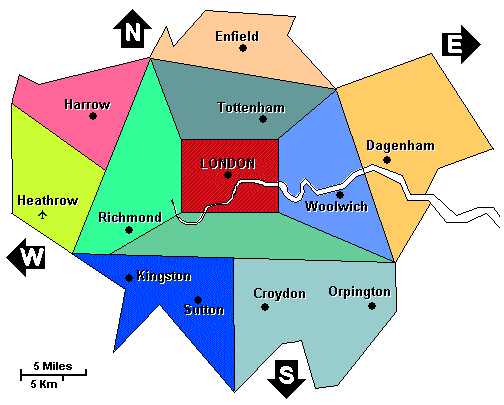 England: Greater London clickable map not loaded. Use links below