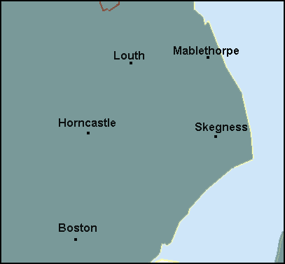 Lincolnshire: Skegness and surrounding area map