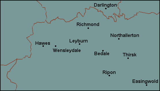 North Yorkshire: Catterick, Thirsk, Wensleydale, Yorkshire Dales and surrounding area map