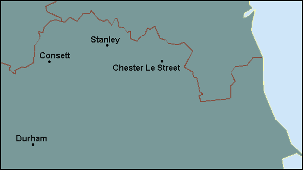 Durham: Consett, Durham and surrounding area map