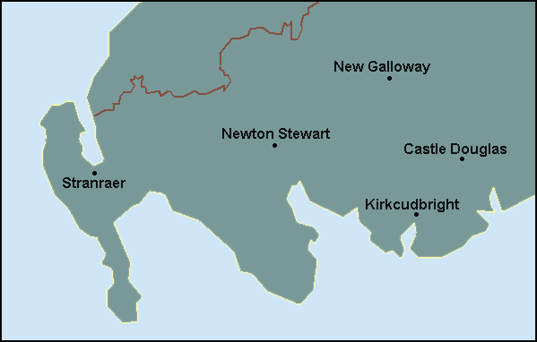 Dumfries and Galloway: Stranraer and surrounding area map