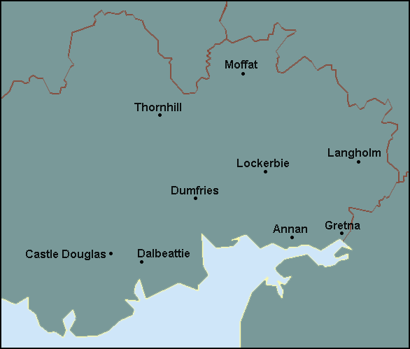 Dumfries and Galloway: Dumfries and surrounding area map