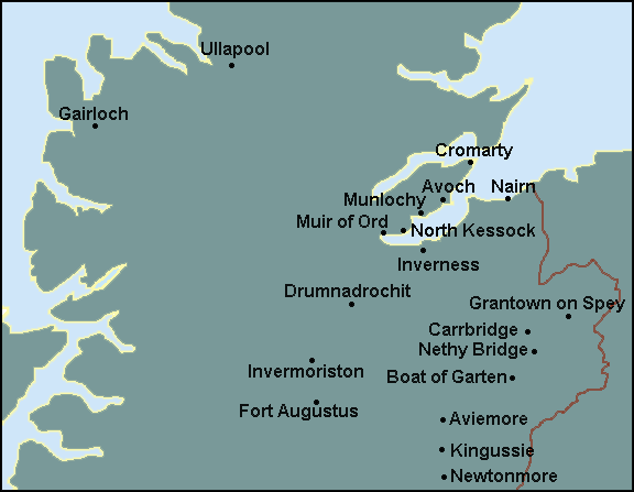 Highland: Aviemore, Inverness and surrounding area map