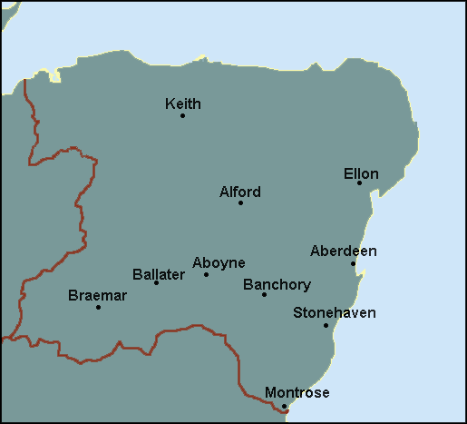 Aberdeenshire: Aberdeen and surrounding area map