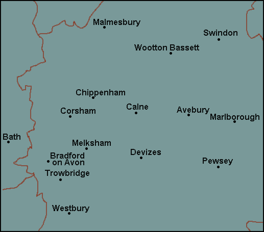 Wiltshire: Chippenham, Swindon and surrounding area map