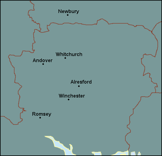 Hampshire: Andover, Winchester and surrounding area map
