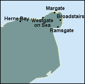 Kent: Margate, Ramsgate and surrounding area map