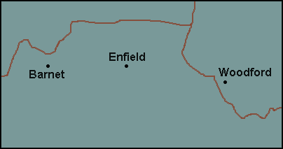 Greater London: Enfield and surrounding area map