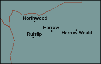 Greater London: Harrow and surrounding area map