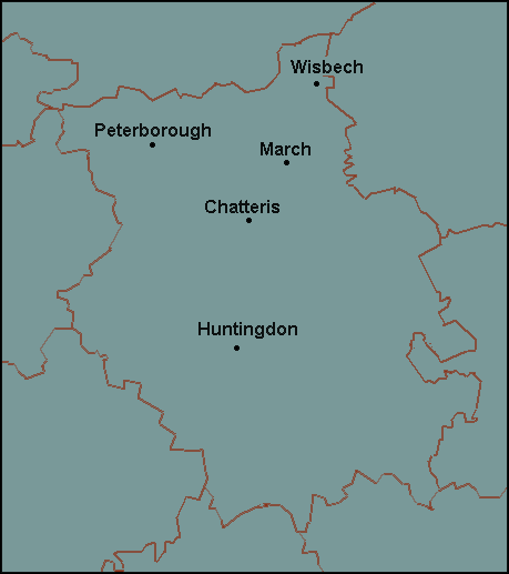 Cambridgeshire: March, Peterborough and surrounding area map