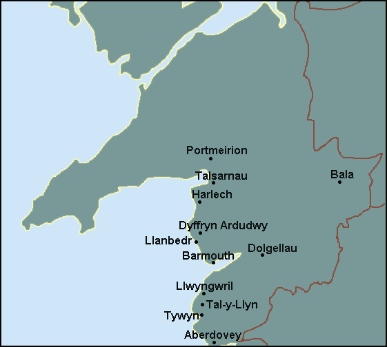 Gwynedd: Bala, Dolgellau and surrounding area map