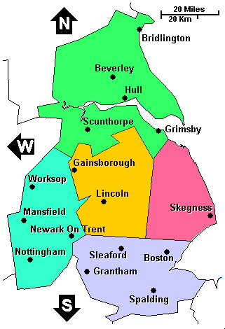 England: East Riding of Yorkshire, Lincolnshire and Northamptonshire clickable map not loaded. Use links below