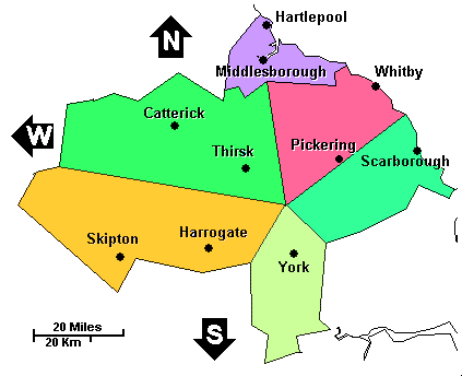 England: Durham and North Yorkshire clickable map not loaded. Use links below